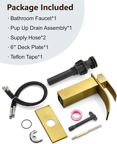 Miniatura 9 de Midanya - Grifo de baño con boquilla de cascada, de un agujero o tres agujeros para montaje en cubierta, grifo de lavabo de acero inoxidable 304