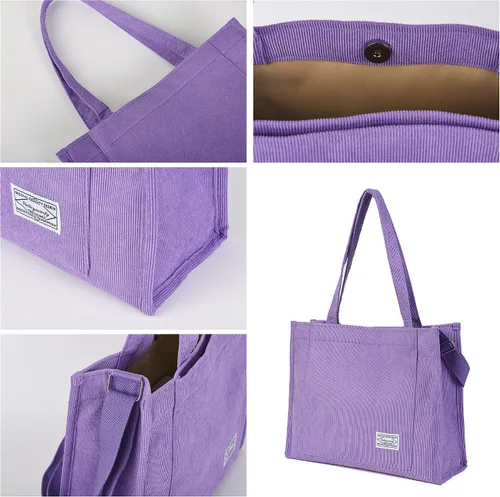 Miniatura 4 de Valleycomfy Bolsos de mano de pana casuales vintage para mujer, bolso cruzado para mujer, bolso de hombro de viaje, bolso ecológico