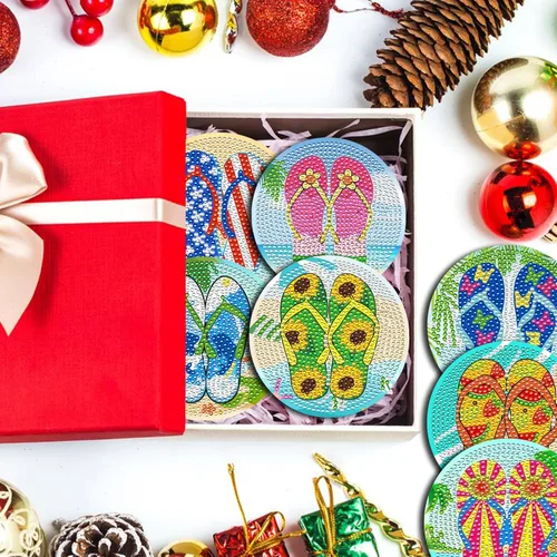 Miniatura 5 de JeCuiK 8 posavasos de pintura de diamante para manualidades, posavasos de diamantes con soporte, divertidos kits de pintura de diamantes