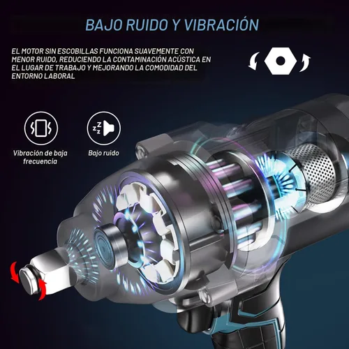 Miniatura 4 de Llave de impacto inalámbrica - Llave de impacto de 850 Nm (627 ft-lb) de 1/2 pulgada, pistola de impacto de alto par de 21 voltios con batería de 2