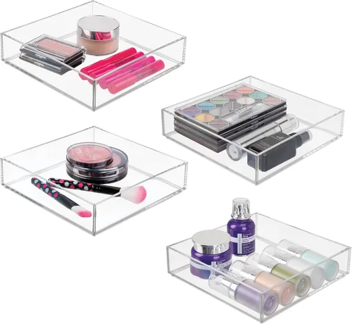 Miniatura 10 de Organizador Clarity de InterDesign para tocador, adecuado para cosméticos y productos de belleza, 8 x 12 x 2 pulgadas, transparente