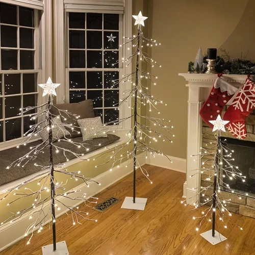 Miniatura 8 de Árbol de nieve iluminado de 6 pies, árbol artificial de 144 LED para decoración interior y exterior del hogar, patio, Navidad, boda, festival
