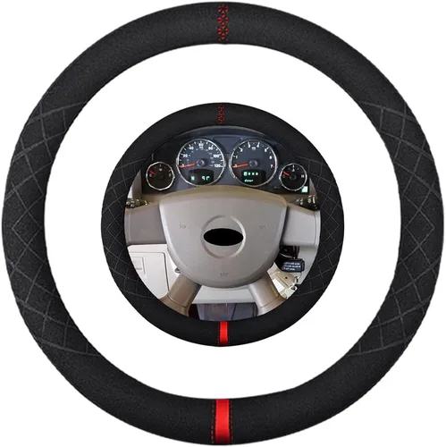 Miniatura 58 de Funda de volante de ante K LAKEY, compatible con Dodge Avenger Grand Caravan Challenger Charger, cubierta de volante deportiva antideslizante