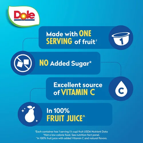 Miniatura 3 de Dole - Tazones de peras en cubos en jugo 100% de fruta, 4 oz, 12 tazas en total, sin gluten ni lácteos, refrigerios a granel para niños y adultos