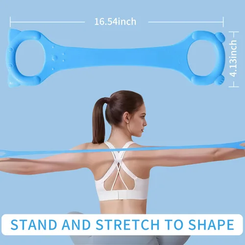 Miniatura 4 de Figura 8 Banda de resistencia de fitness con asas, cuerda elástica de entrenamiento de brazo y espalda para entrenamiento de barra pura, pecho