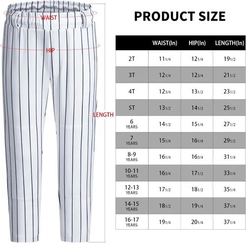 Miniatura 6 de QBK 2T3T4T5T Pantalones de béisbol para niños pequeños, pantalones de sóftbol para niños, pantalones de pelota para niño y niña