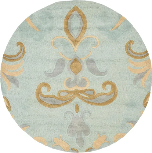 SAFAVIEH Soho Collection SOH215A - Alfombra redonda de lana de primera calidad hecha a mano de 6 pies color azul claro
