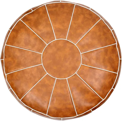 Miniatura 7 de Puf decorativo para pies, taburete redondo de cuero sin relleno, cojín otomano de almacenamiento o para descansar tus pies, silla de suelo, pie