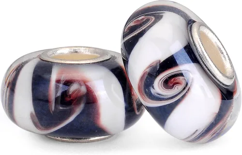 Miniatura 4 de RUBYCA Cuentas de cristal de Murano floral con núcleo de color plateado, ajuste europeo para hacer joyas, 6