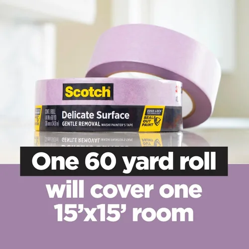 Miniatura 4 de Scotch Cinta para pintores de superficies delicadas, 0.94 pulgadas x 60 yardas, preparación de pintura sin daños, protege superficies delicadas