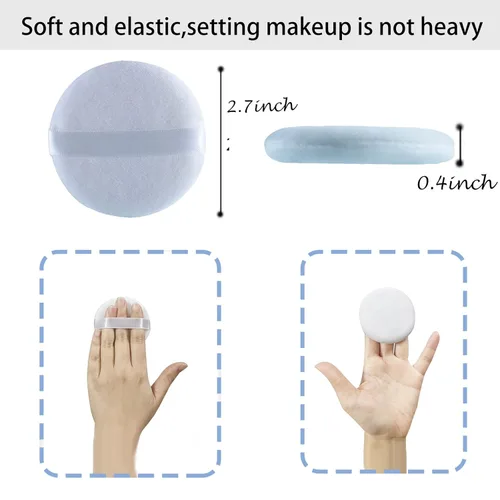 Miniatura 8 de Powder Puff Recipiente de maquillaje vacío reutilizable con tamiz de red elástica para fijar polvo, polvo facial, viajes y uso diario
