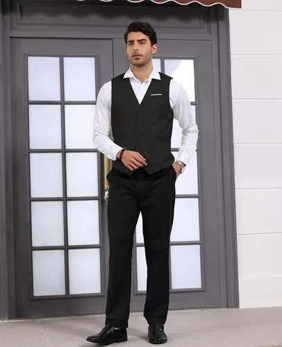 Miniatura 3 de Chaleco formal de negocios para hombre, chaleco ajustado con cuello en V, traje de esmoquin