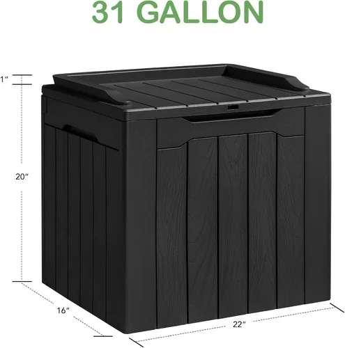 Miniatura 4 de Homall Caja de resina de 31 galones, impermeable, almacenamiento al aire libre, con cerradura, contenedor de organización y almacenamiento para Negro