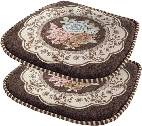Miniatura 36 de EORNOW Juego de cojines para silla de comedor con lazos, juego de 1/2/4, almohadillas antideslizantes para silla de comedor con funda extraíble