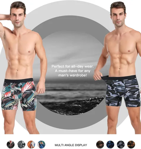 Miniatura 4 de Calzoncillos tipo bóxer para hombre, de viscosa de bambú, suave, cómodo, paquete múltiple
