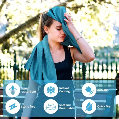 Miniatura 7 de YESLIFE Paquete de 4 toallas refrescantes de 40 x 12 pulgadas, toallas de gimnasio para hombres y mujeres, toallas de entrenamiento suaves y Azul