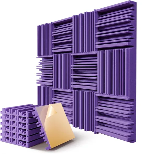 Miniatura 8 de Paquete de 12 paneles de pared insonorizados, paneles de espuma acústica de 12" x 12" x 2" para paredes, panel insonorizante autoadhesivo, paneles