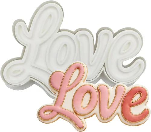 Miniatura 13 de Juego de 11 cortadores de galletas de amor con sello 3D de ácido poliláctico (PLA) para cocina, pastel, vestido de boda, formas de anillo de amor