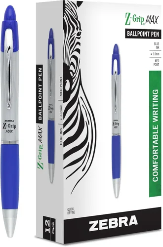 Miniatura 7 de Zebra – Pluma retráctil Z-Grip Max, punta mediana, 1.0 mm, 12 unidades, Negro