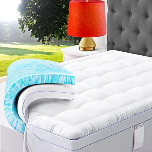 Miniatura 11 de ABENE Cubrecolchón de espuma viscoelástica de 3 pulgadas de doble capa para cama individual, almohada de 2 pulgadas de espuma viscoelástica más 1