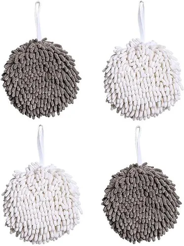 Miniatura 8 de Paquete de 4 toallas de mano de chenilla para baño, secado rápido, toalla de baño de manos con bucles para colgar, microfibra absorbente para secado
