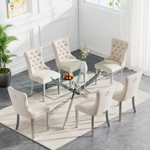 Miniatura 52 de HomVent Juego de mesa de comedor redonda de vidrio de 3 piezas, juego de mesa de comedor de vidrio templado para 2 mesas de cocina con 2 sillas