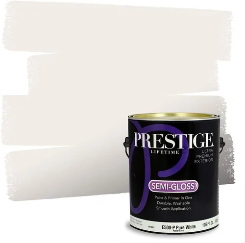 Miniatura 61 de Prestige Paints - Pintura y sellador 2 en 1 para exteriores, 1 galón, plana, similar a Sherwin Williams Snowfall, P100-P-SW6000