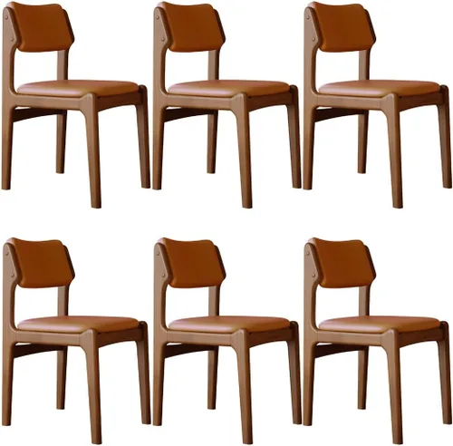 Miniatura 49 de YVYKFZD Wooden Dining Chairs Set, Leather Dining Room Chair with Back, Upholstered Kitchen Chairs, Armless Living Room Chair, for Bedroom Offices