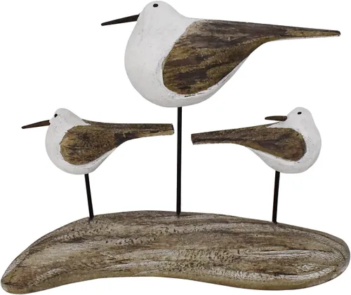 Miniatura 11 de Estatua de pájaro marino de madera, gaviota en el soporte, escultura náutica de aves costeras, para interiores y exteriores, figura de animales