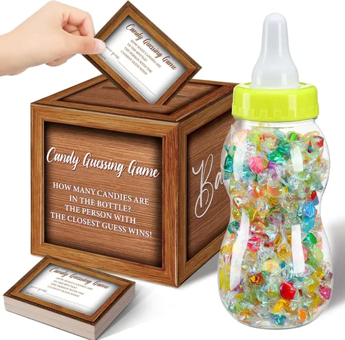 Miniatura 18 de Glenmal Juego de 52 piezas de regalo para juegos de baby shower, biberón grande para juego de ducha, adivina cuántos dulces decoraciones