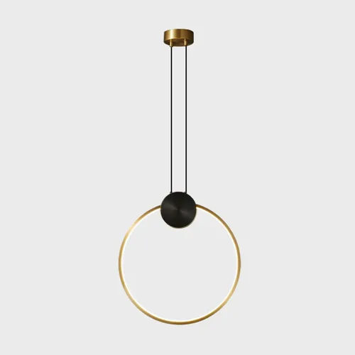 Vintage Brass Circle Chandelier Pendant Light - Adjustable Hanging Lamp for Bedroom, Living Room, Dining Room, and Office Decor(D)