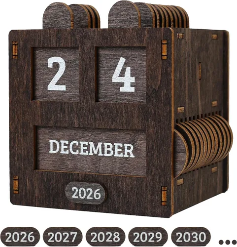 Calendario de bloques perpetuos de madera para escritorio, bloques de fecha de mes de granja vintage para decoración de oficina, aula y decoración