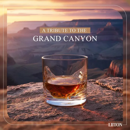 Miniatura 4 de LIITON Grand Canyon - Juego de regalo de 4 vasos de whisky de cristal pesado, vaso de bourbon grueso congelable de 1 libra cada uno, regalos