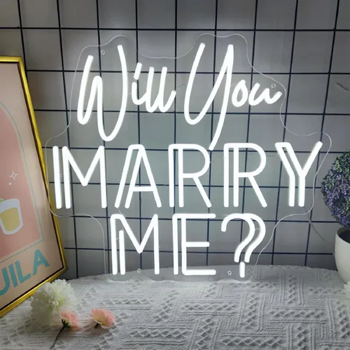 Miniatura 6 de Letrero de neón con texto en inglés «Will You Marry Me» para decoración de pared, letreros LED, 30 pulgadas de Mr & Mrs para decoración de pared