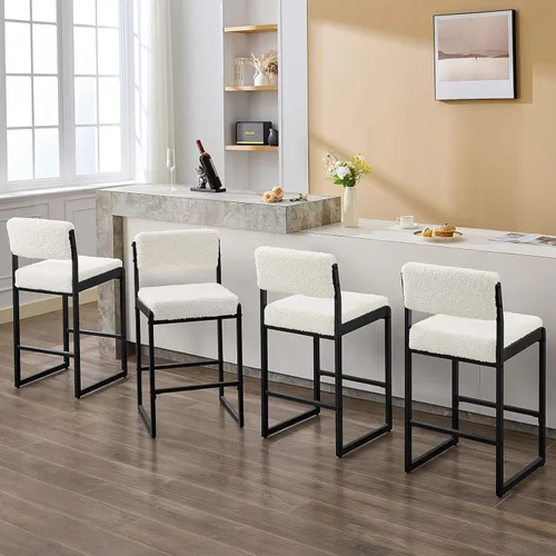Miniatura 28 de SAECKBERG Taburetes de bar modernos de altura de mostrador, sillas de barra de 26 pulgadas de altura con respaldo, taburetes tapizados, taburetes