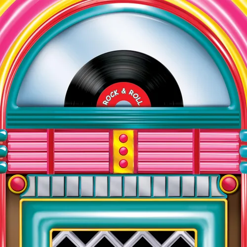 Miniatura 3 de Beistle Recorte de Jukebox, decoración de pared de comedor de los años 50, decoraciones de fiesta de rock & roll de los años 50, decoración