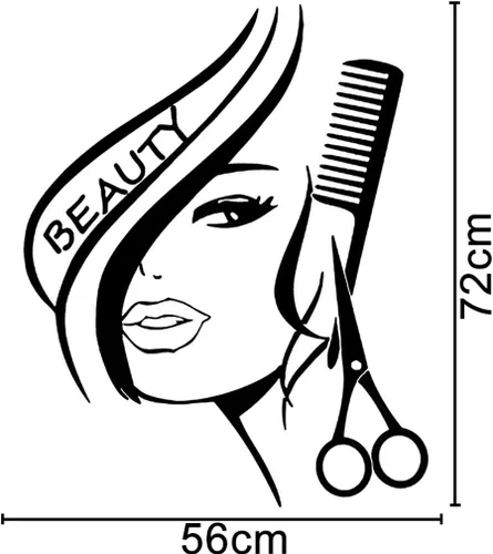 Miniatura 7 de Aniversario Día de la Madre Moderna Moda Belleza Chica Corte Cabello con Tijeras Peine Peluquería Peluquería Vinilo Vinilo Arte Mural