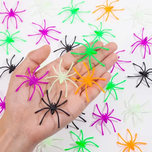 Miniatura 3 de BAINFE 100 arañas de plástico realistas de Halloween, arañas falsas negras, pequeños juguetes de araña para broma casa embrujada, suministros