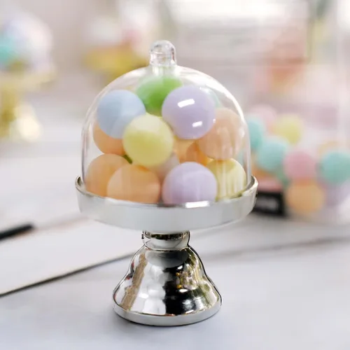 Miniatura 8 de Efavormart - Paquete de 12 soportes transparentes para cupcakes de 3 pulgadas, soporte de placa de exhibición de dulces con cúpula para bodas