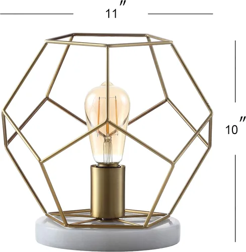 Miniatura 3 de JONATHAN Y Lámpara de mesa geométrica dorada de latón de 10 pulgadas, lámpara de escritorio de metal moderno de mediados de siglo para sala