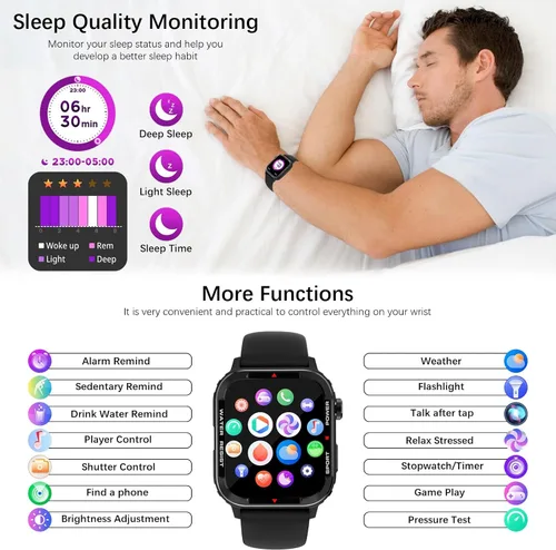 Miniatura 6 de Relojes inteligentes para hombres (respuesta/hacer llamadas), rastreador de fitness con 123 modos deportivos, monitor de frecuencia cardíaca, Spo2