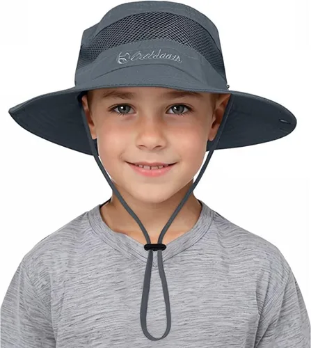 Sombrero de sol para niños con protección solar UPF 50+, sombrero de pescador para niños y niñas, ala ancha, verano, playa, pesca, safari, sombrero