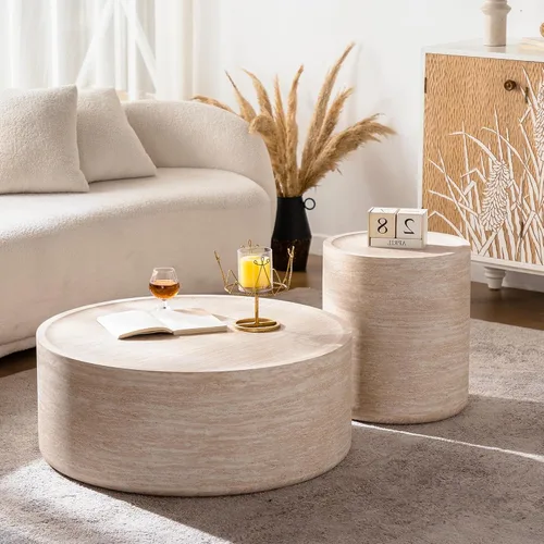 Miniatura 3 de Mesa de centro moderna, mesa de té central circular de 15.75 pulgadas, mesa de cóctel, mesas de centro redondas cilíndricas para sala de estar