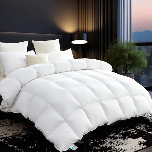 Miniatura 7 de L LOVSOUL Edredón orgánico de 75% plumón de ganso tamaño matrimonial, 850+FP,1200TC, extra esponjoso, lujoso, ultra suave para todas las estaciones