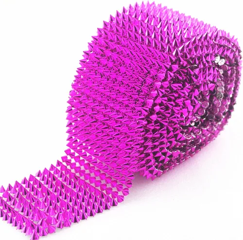 Miniatura 8 de 1 yarda para coser en punta, cono plano, punk, moldura de malla Negro