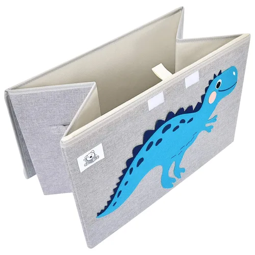 Miniatura 4 de Baúl de juguetes plegable grande para niños con tapa abatible, organizador de almacenamiento de juguetes de animales de tela Dinosaurio