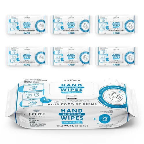 Juniper CLEAN Toallitas desinfectantes para manos, 432 unidades de flujo suave (paquete de 6)