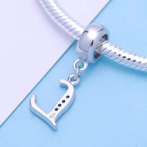 Miniatura 53 de ABUN Abalorio de plata de ley 925 con letra A a la Z, espaciador de inicial, con circonita cúbica transparete colgante, auténtica, para pulseras