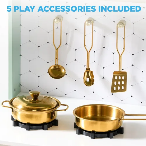 Miniatura 6 de Best Choice Products - Set de cocina de madera de juguete, estación de trabajo de simulación para niños con almacenamiento, borde festoneado, 5