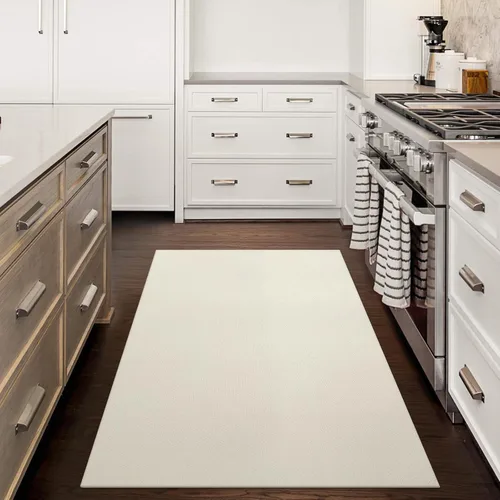 Miniatura 8 de LEEVAN Alfombra de Área Lavable de 4 x 6 pies, Alfombra de Algodón Tejida a Mano para Sala de Estar, Alfombras Trenzadas Blancas para Dormitorio
